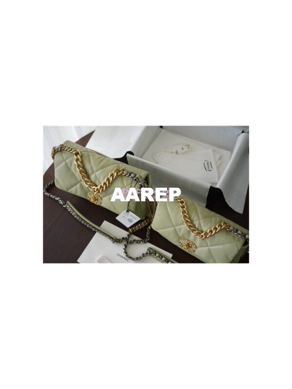 Replica Chanel 19 Large Flap Bag AS1161 Lambskin Mint Green 4