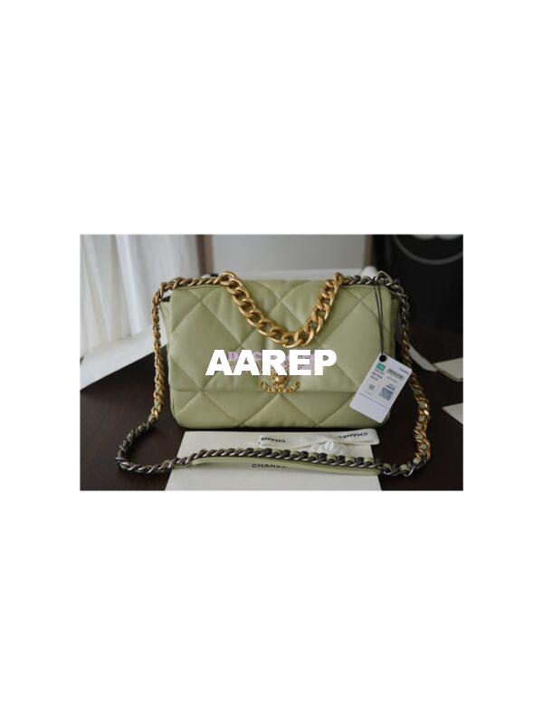 Replica Chanel 19 Large Flap Bag AS1161 Lambskin Mint Green 6