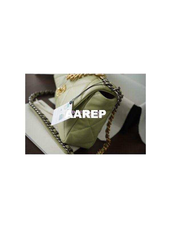 Replica Chanel 19 Large Flap Bag AS1161 Lambskin Mint Green 9