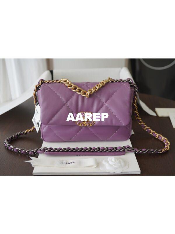 Replica Chanel 19 Small Flap Bag AS1160 Lambskin Purple