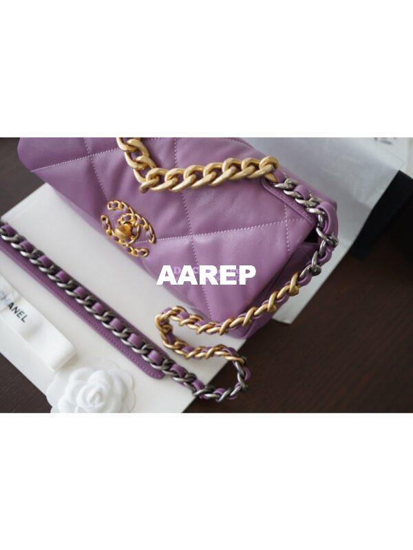 Replica Chanel 19 Small Flap Bag AS1160 Lambskin Purple 3