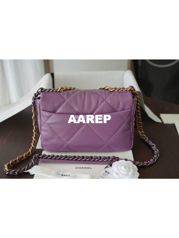 Replica Chanel 19 Small Flap Bag AS1160 Lambskin Purple 7