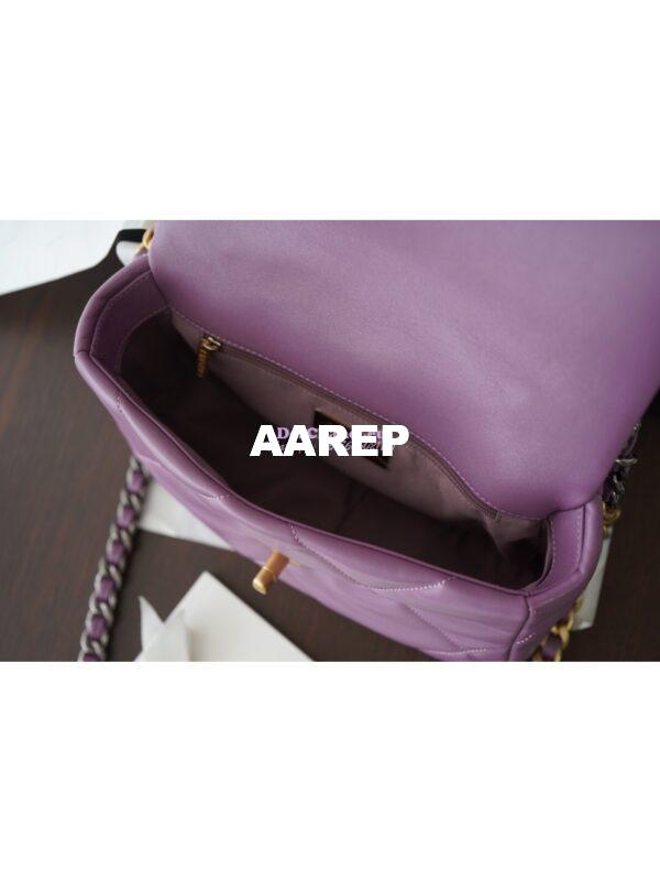 Replica Chanel 19 Small Flap Bag AS1160 Lambskin Purple 8