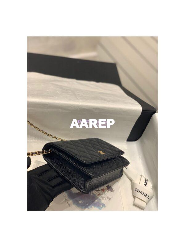 Replica Chanel New Magnetic Caviar Wallet On Chain WOC Black Bag 33814 3