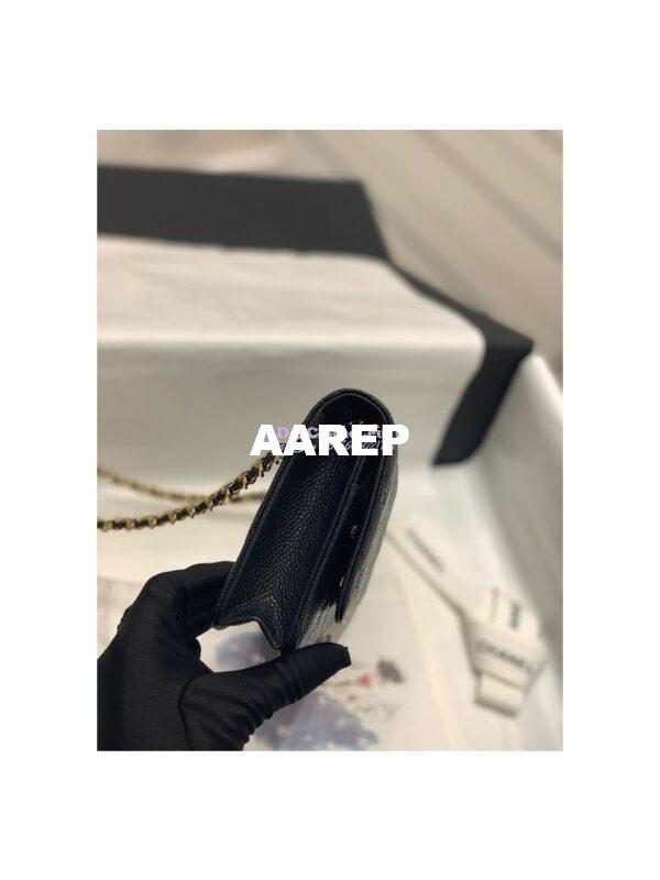 Replica Chanel New Magnetic Caviar Wallet On Chain WOC Black Bag 33814 4