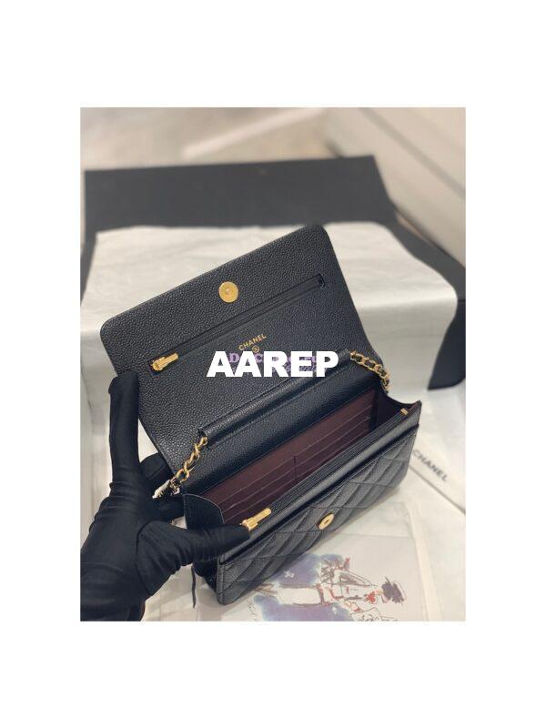Replica Chanel New Magnetic Caviar Wallet On Chain WOC Black Bag 33814 6