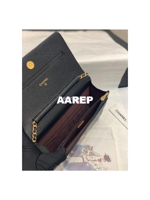 Replica Chanel New Magnetic Caviar Wallet On Chain WOC Black Bag 33814 7