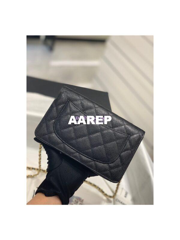 Replica Chanel New Magnetic Caviar Wallet On Chain WOC Black Bag 33814 8