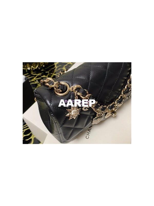 Replica Chanel Lambskin Charm Flap Bag AS2326 2021-Limited Black 7