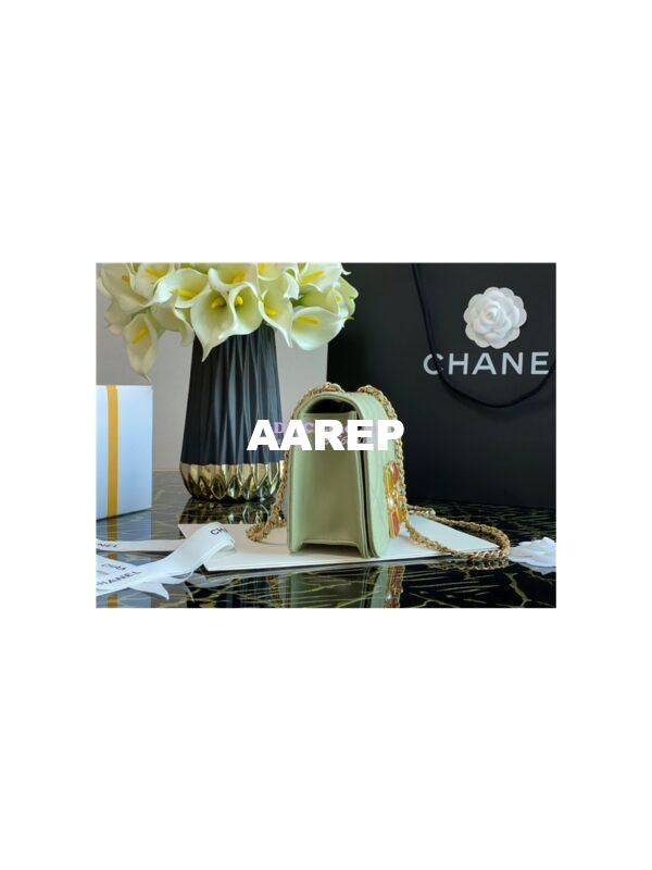 Replica Chanel Medium Calfskin Crystal Pearls Flap Bag AS2259 Green 3