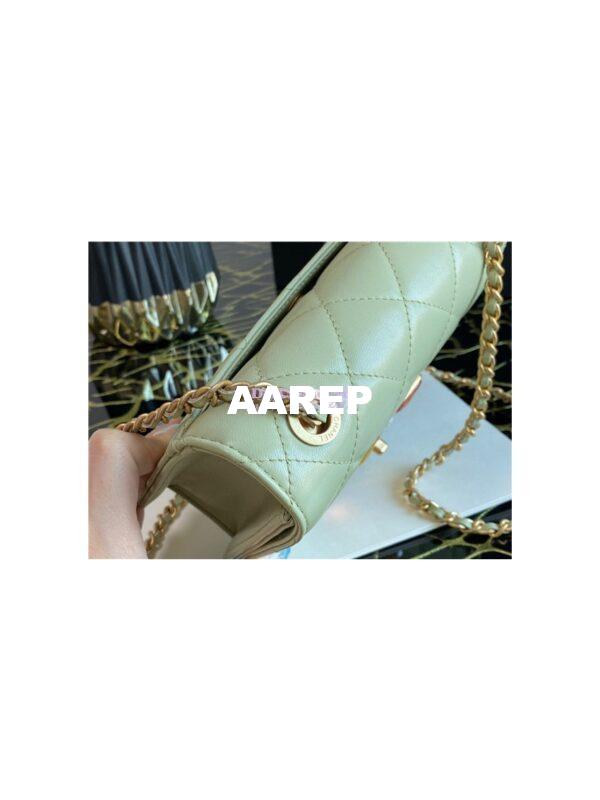 Replica Chanel Medium Calfskin Crystal Pearls Flap Bag AS2259 Green 4