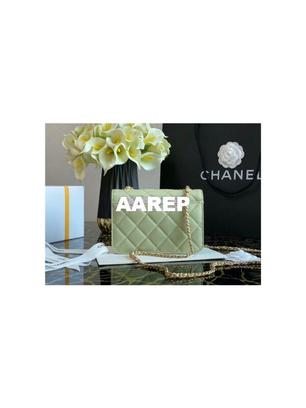 Replica Chanel Medium Calfskin Crystal Pearls Flap Bag AS2259 Green 5