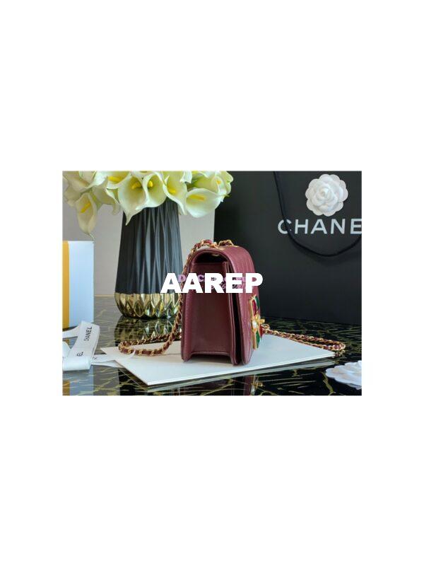 Replica Chanel Medium Calfskin Crystal Pearls Flap Bag AS2259 Burgundy 4