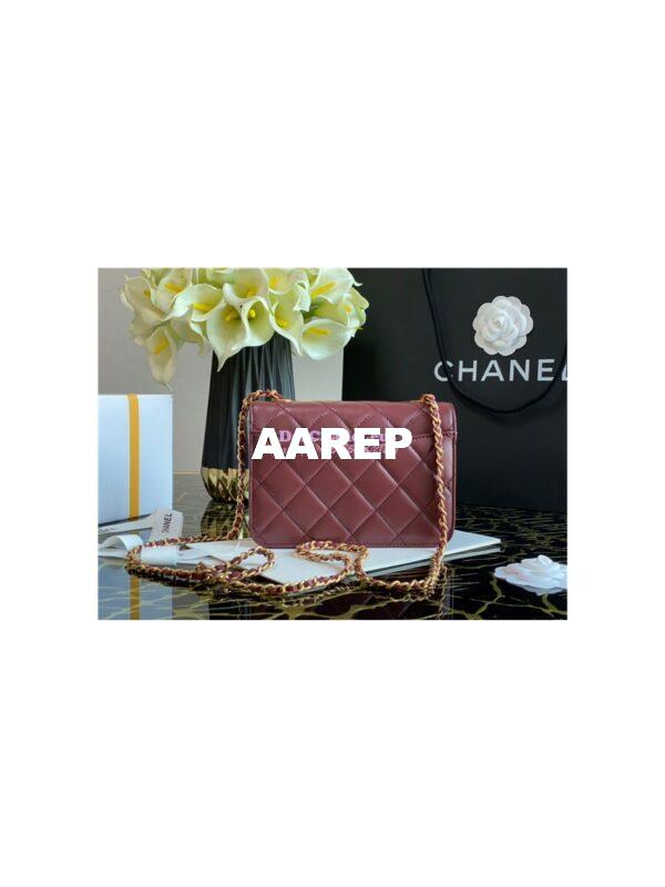 Replica Chanel Medium Calfskin Crystal Pearls Flap Bag AS2259 Burgundy 6