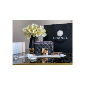 Replica Chanel Medium Calfskin white black Crystal Pearls Flap Bag AS2259 Black 2