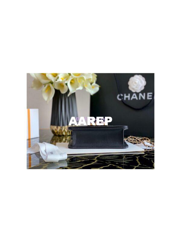 Replica Chanel Medium Calfskin white black Crystal Pearls Flap Bag AS2259 Black 5