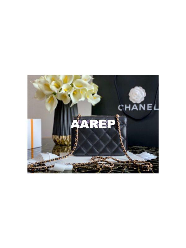 Replica Chanel Medium Calfskin white black Crystal Pearls Flap Bag AS2259 Black 6
