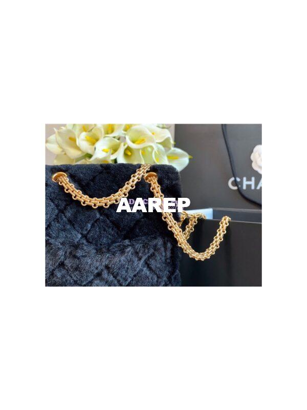 Replica Chanel Mini 2.55 Bag North/South Shearling Lambskin AS1961 Black 10