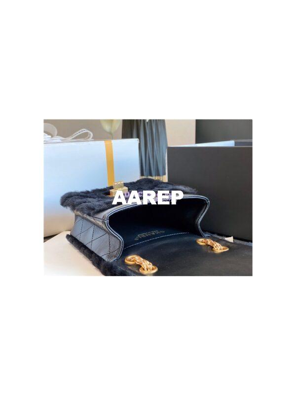 Replica Chanel Mini 2.55 Bag North/South Shearling Lambskin AS1961 Black 11