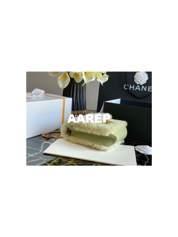 Replica Chanel Mini 2.55 Bag North/South Shearling Lambskin AS1961 Green 5