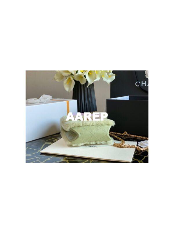 Replica Chanel Mini 2.55 Bag North/South Shearling Lambskin AS1961 Green 6
