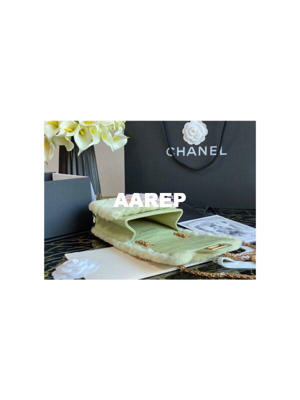 Replica Chanel Mini 2.55 Bag North/South Shearling Lambskin AS1961 Green 10