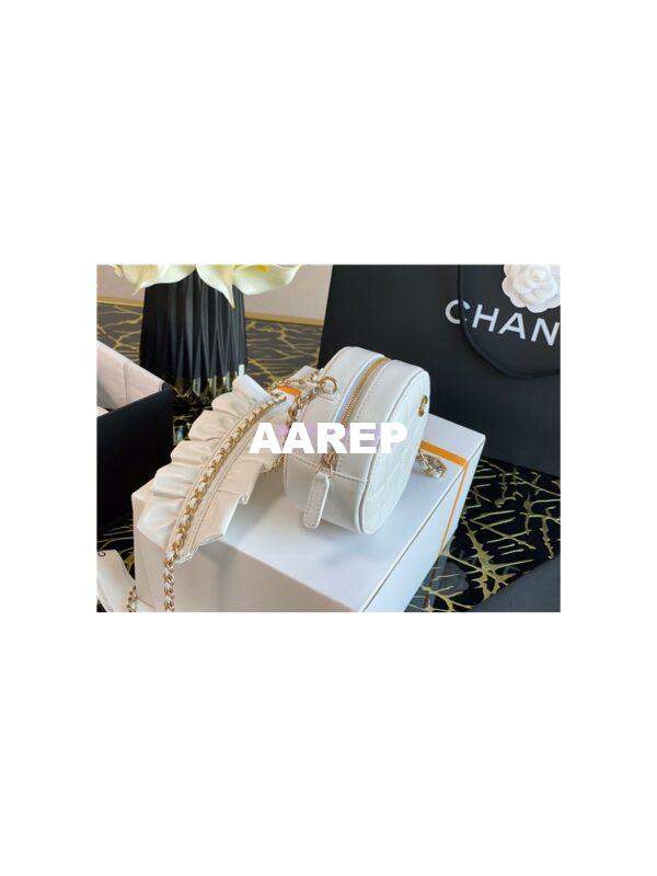 Replica Chanel Lambskin Round Clutch With Bow Chain Strap AP1894 White 5