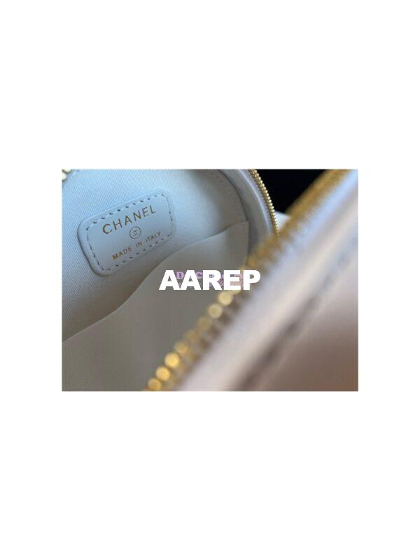 Replica Chanel Lambskin Round Clutch With Bow Chain Strap AP1894 White 8