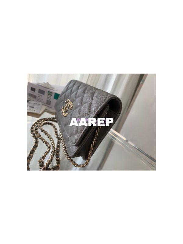 Replica Chanel Wallet On Chain WOC Grained Calfskin AP1794 Grey 4