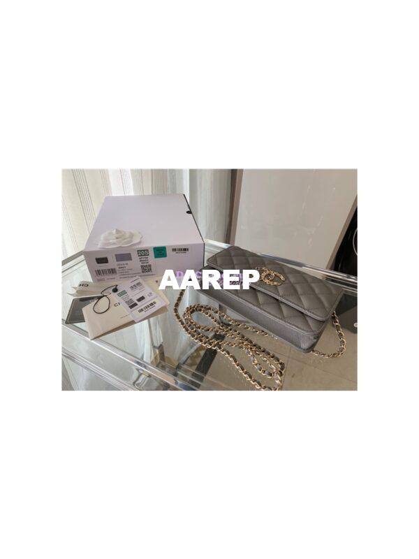 Replica Chanel Wallet On Chain WOC Grained Calfskin AP1794 Grey 5