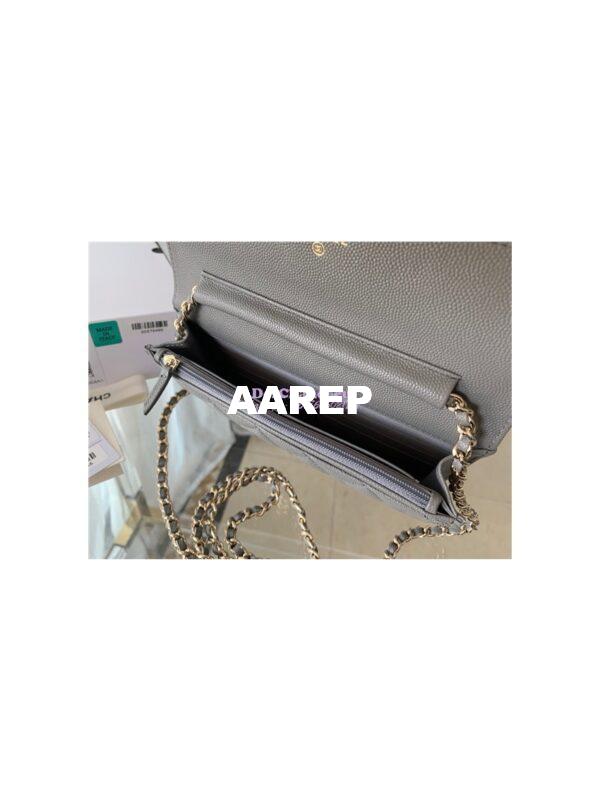 Replica Chanel Wallet On Chain WOC Grained Calfskin AP1794 Grey 9