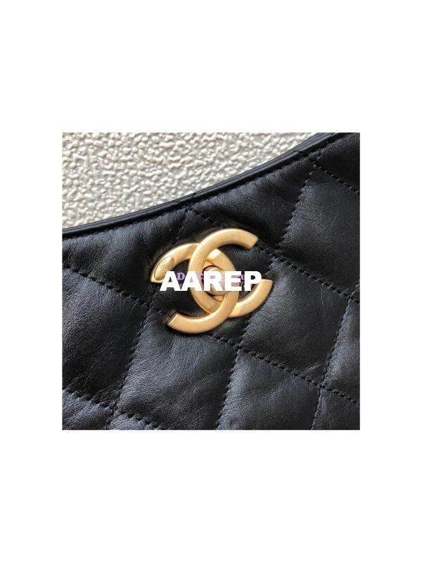 Replica Chanel Calfskin Crystal Pearls Shopping Bag AS2213 Black 5