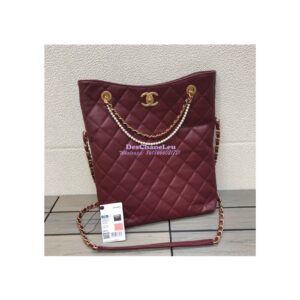 Replica Chanel Calfskin Crystal Pearls Shopping Bag AS2213 Red