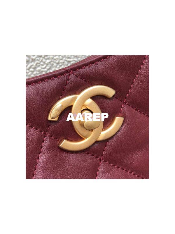 Replica Chanel Calfskin Crystal Pearls Shopping Bag AS2213 Red 5