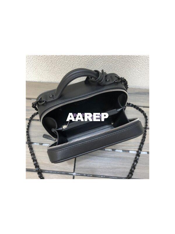 Replica Chanel CC Filigree Vanity Case A93343 So Black Lambskin 10
