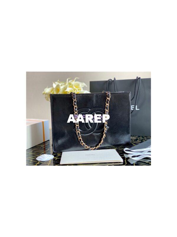 Replica Chanel Shiny Aged Calfskin Shopping Bag AS1943 Black 2