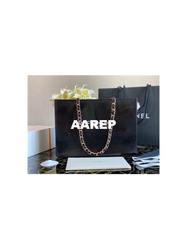 Replica Chanel Shiny Aged Calfskin Shopping Bag AS1943 Black 8
