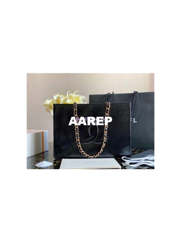 Replica Chanel Shiny Aged Calfskin Shopping Bag AS1943 Black 9