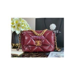 Replica Chanel 19 Flap Bag AS1160 AS1161 Shiny Crumpled Calfskin Burgundy