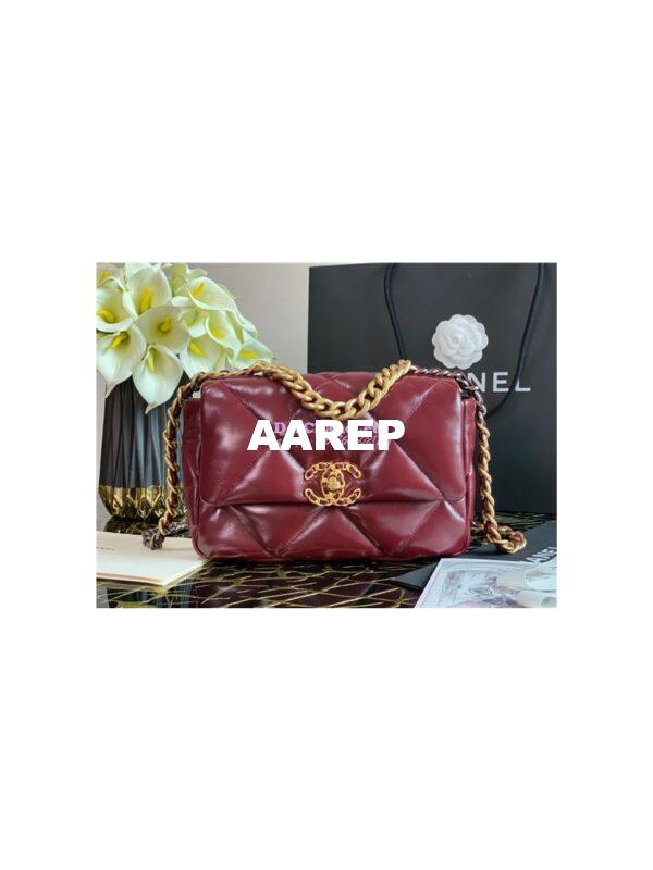 Replica Chanel 19 Flap Bag AS1160 AS1161 Shiny Crumpled Calfskin Burgundy