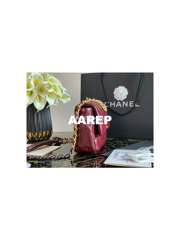 Replica Chanel 19 Flap Bag AS1160 AS1161 Shiny Crumpled Calfskin Burgundy 2