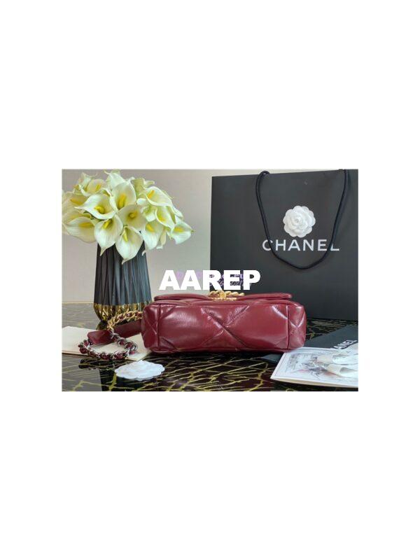 Replica Chanel 19 Flap Bag AS1160 AS1161 Shiny Crumpled Calfskin Burgundy 3