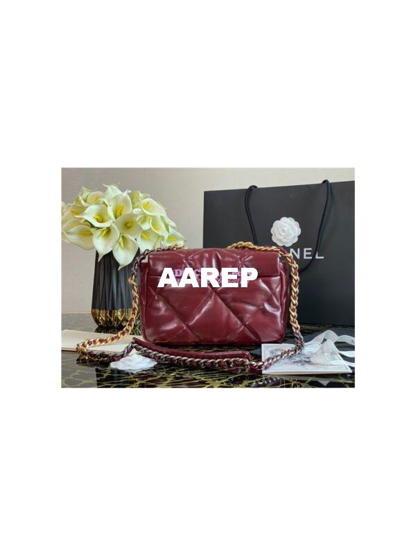 Replica Chanel 19 Flap Bag AS1160 AS1161 Shiny Crumpled Calfskin Burgundy 5