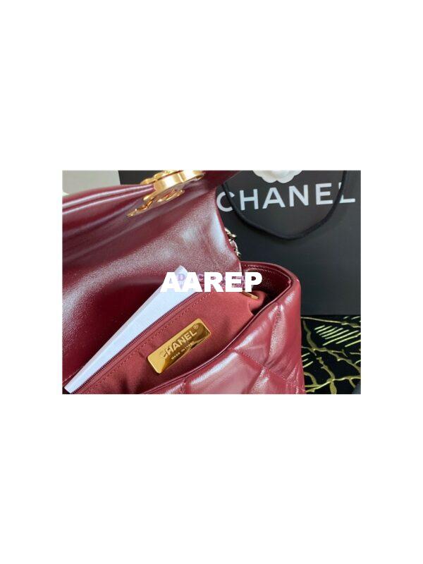 Replica Chanel 19 Flap Bag AS1160 AS1161 Shiny Crumpled Calfskin Burgundy 7