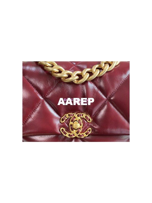 Replica Chanel 19 Flap Bag AS1160 AS1161 Shiny Crumpled Calfskin Burgundy 12