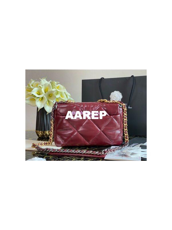 Replica Chanel 19 Flap Bag AS1160 AS1161 Shiny Crumpled Calfskin Burgundy 13