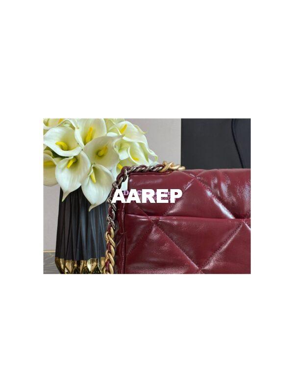 Replica Chanel 19 Flap Bag AS1160 AS1161 Shiny Crumpled Calfskin Burgundy 14