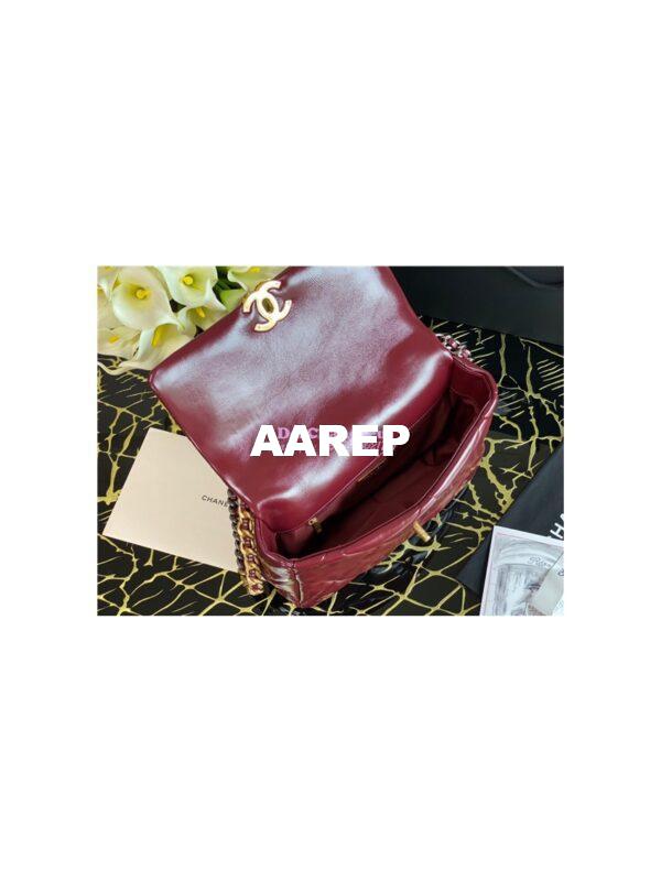 Replica Chanel 19 Flap Bag AS1160 AS1161 Shiny Crumpled Calfskin Burgundy 15