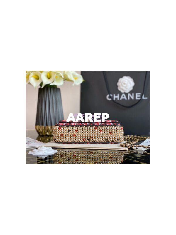 Replica Chanel Lambskin Flap Bag with Side Pearls Around AS1740 Red 6
