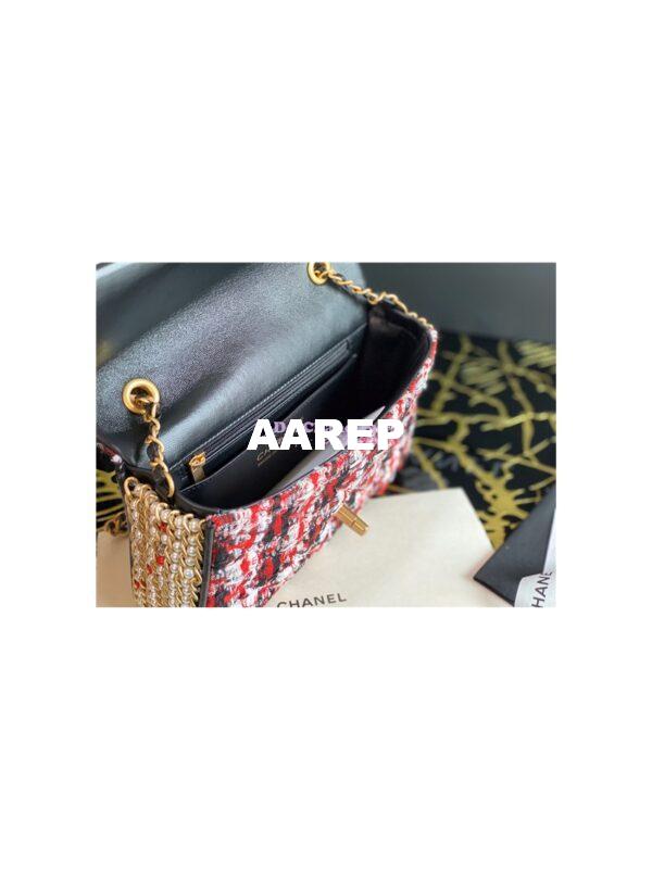 Replica Chanel Lambskin Flap Bag with Side Pearls Around AS1740 Red 10